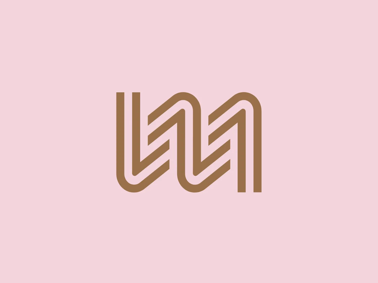 The image depicts a stylized, abstract logo comprised of continuous, interlocking lines that create a fluid, geometric pattern for Mérimée. The design has a clean, modern aesthetic with a three-dimensional effect, achieved by the use of shading and overlapping elements. The color palette is minimal, featuring varying tones of a muted gold or beige color that impart a sense of sophistication and luxury. The lines form what could be interpreted as a series of 'M' shapes or zigzag patterns that seamlessly merge into one another, giving the logo a dynamic and interconnected feel. The use of negative space is also noteworthy, adding to the emblem's visual interest.