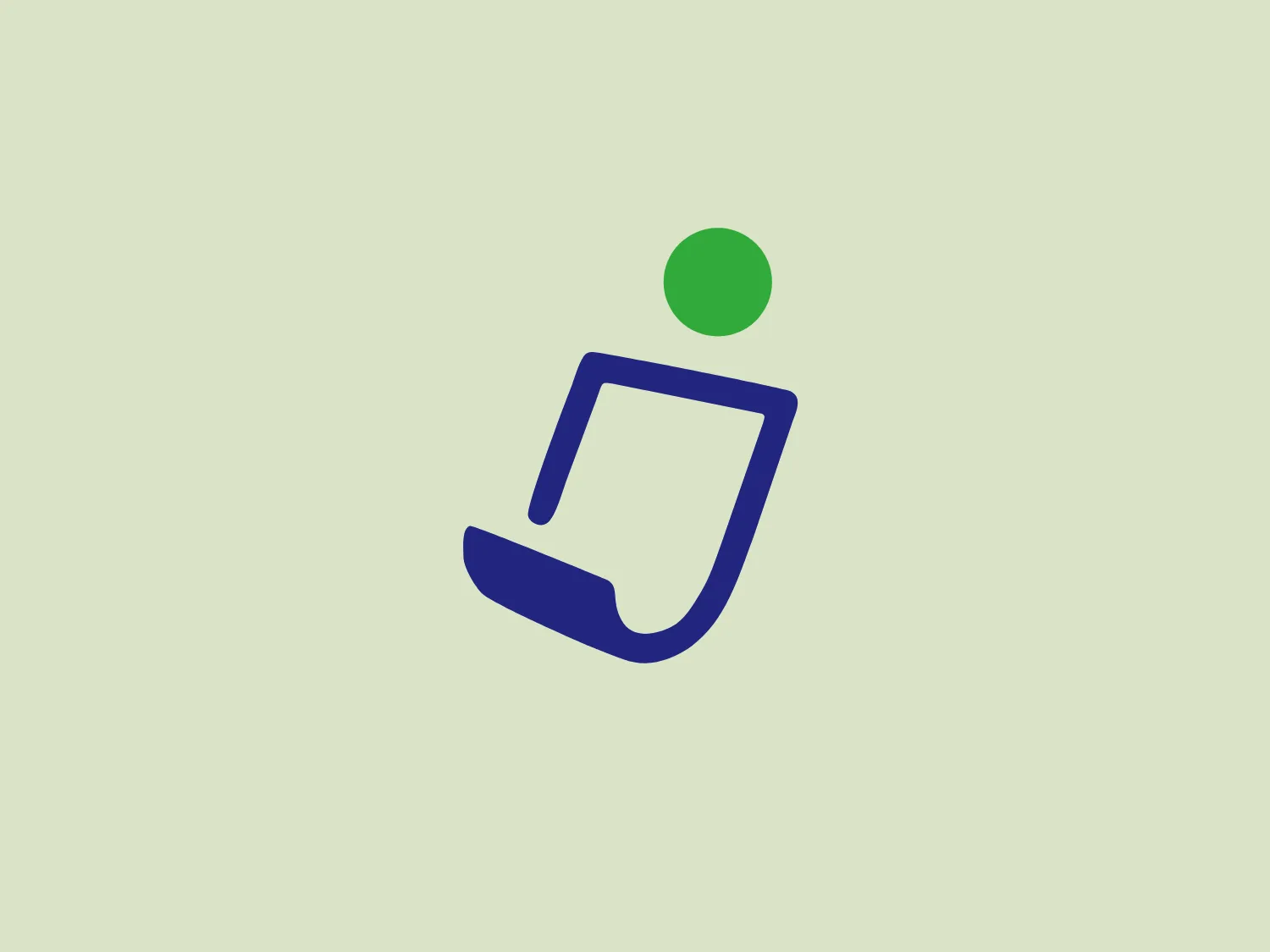 The image depicts a stylized two-tone logo with a modern, minimalist aesthetic for InvoSoko. The main part of the logo consists of a dark blue, abstract shape that suggests a dynamic, lower-case 'L' lying on its side with a curve extending up and out to the right. Above the upper tip of this 'L' shape, slightly to the left and detached, is a solid, bright green circle. The contrast between the blue and the green is striking yet visually pleasing. No text is associated with the image, which adds to its clean and contemporary feel. The logo exemplifies simplicity and could represent a company or brand related to technology, innovation, or design.