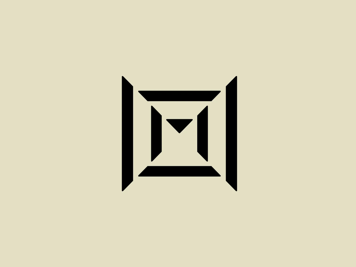 The logo for Marvell Technology features a bold, symmetrical geometric design with black shapes against a white background. It resembles a stylized letter "M," with converging lines creating an implied pyramid-like structure. The modern and dynamic look is achieved with sharp, angular contours of rectangles and triangles. The crisp distinction between the black and white areas lends the logo a clean, high-contrast aesthetic, suggesting precision and strength while maintaining a contemporary and distinctive minimalist approach.