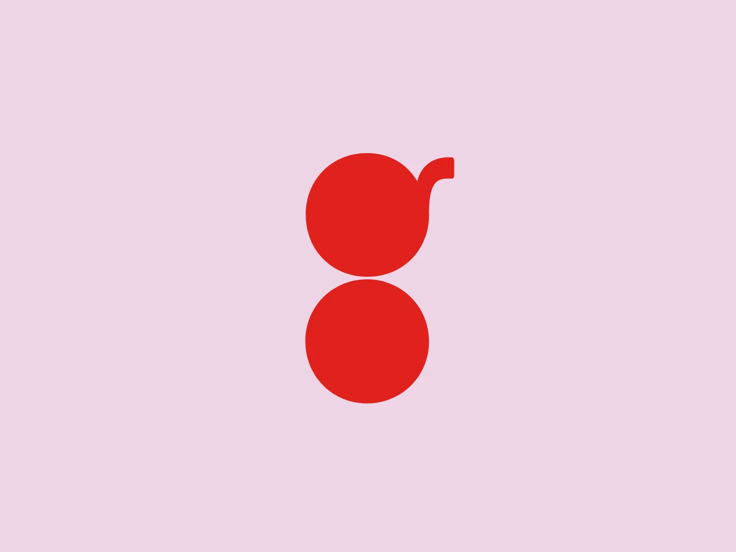 The Logo for Tender Greens consists of two solid circles stacked vertically. The top circle is slightly smaller and has a small, quarter-circle notch at the top right, reminiscent of a stemmed fruit such as a cherry or an apple. Both circles and the stem-like feature share a bold, saturated red color, offering a striking contrast that would stand out on a lighter background. The design is simplistic with a flat, two-dimensional appearance and lacks additional detailing, which contributes to its modern and minimalist aesthetic.