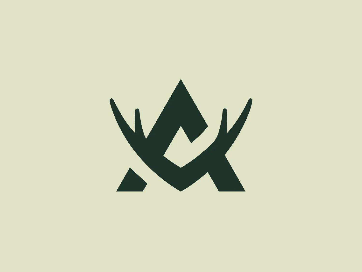 The Alaska 1975 logo features a modern, abstract form with angular, geometric shapes in a dark, forest green color (#006B54). The non-symmetrical layout gives the logo a dynamic feel and a resemblance to an avant-garde representation of a plant or a tree. The design aesthetic is clean, bold, and contemporary, with negative space defining its shape.