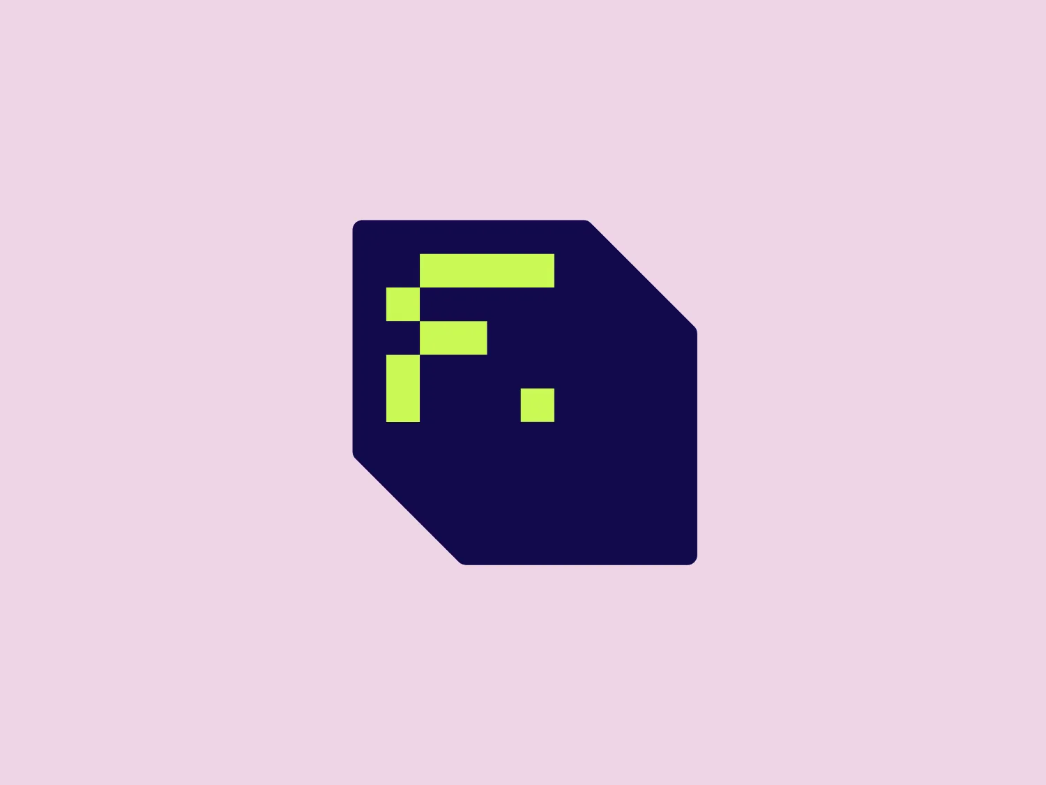 The Factory School logo showcases an abstract geometric design with a dark-blue hexagonal shape. The right side of the hexagon appears folded inward, creating a three-dimensional effect. Against this background, four bright green bars and a square are arranged to suggest a stylized letter 'F,' emphasizing digital or technological themes. The logo's use of sharp angles and a limited color palette gives it a modern and minimalist aesthetic.