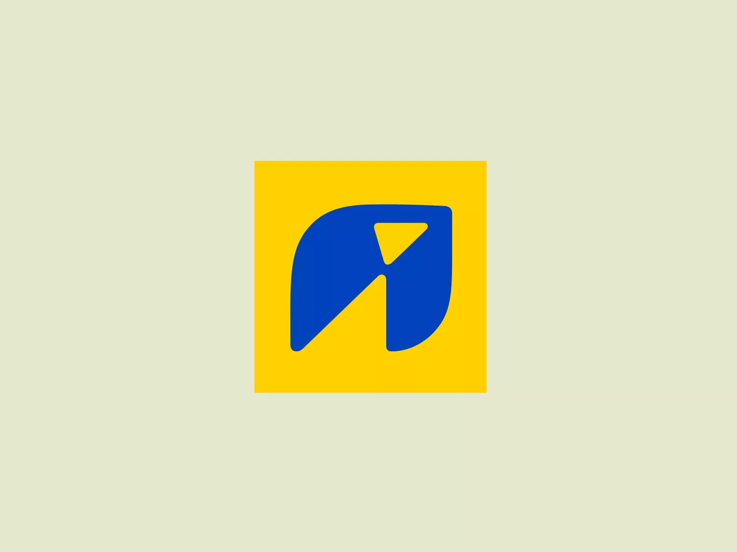 The image presents a bold, two-toned logo of a stylized letter "R" within a square with rounded corners, representing Ipiranga. The logo features a modern and abstract approach, with a blue "R" standing out against the yellow background. The upper part of the "R" extends outwards, creating a dynamic and forward-motion impression. The break in the leg of the "R" contributes to a minimalistic and contemporary feel, emphasizing simplicity and easy recognition.