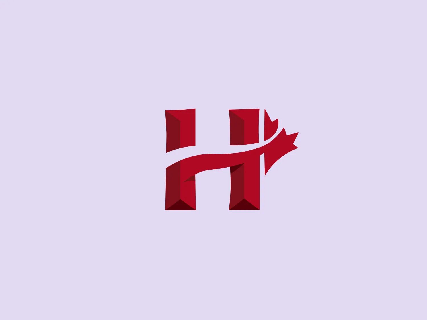 The logo for Hotel Association Canada is a bold, modern design of a stylized letter "H" composed of geometric shapes. The primary color is a deep, rich red, giving it a sense of energy and strength. The "H" is comprised of two vertical rectangular blocks connected by a diagonal bridge, with a unique fracture or branching on the right side resembling a tree or lightning bolt. This adds dynamism and a suggestion of growth or speed, making the logo memorable and conveying a sense of motion or disruption. The design is both abstract and symmetrical, with sharp angles and a clear structure that conveys stability and professionalism.