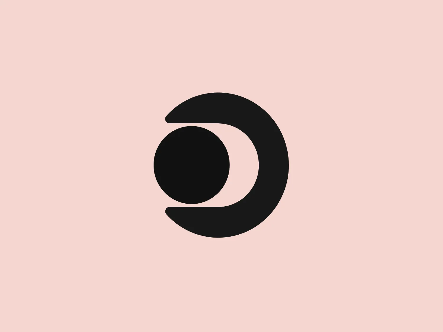 The Donit logo features a bold, minimalistic design with a dark blue crescent shape cradling a vibrant pink circle. The crescent has a sleek, modern appearance with a smooth, curved line that tapers to points at both ends, encapsulating the circle in the center. The pink circle is placed off-center within the crescent, lending a dynamic asymmetry to the composition. This logo gives off a professional yet contemporary vibe, with the contrasting colors creating a striking visual impact that would stand out well against a light, neutral background.