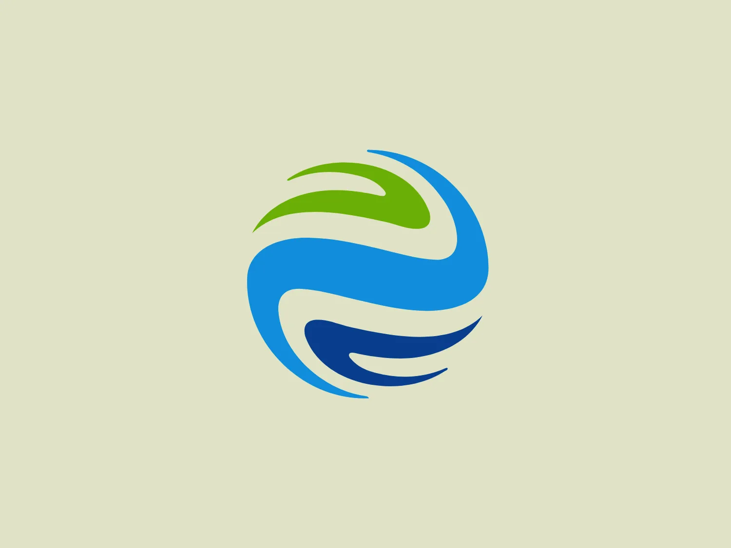 The Envision Group logo features a circular design with dynamic and fluid shapes, resembling a stylized, abstract representation of a sphere or planet. The dominant green color symbolizes growth and the environment, while the blues, arranged in wave-like patterns, suggest water or sky. The modern and clean aesthetic makes it suitable for branding related to nature, water, or sustainability themes.