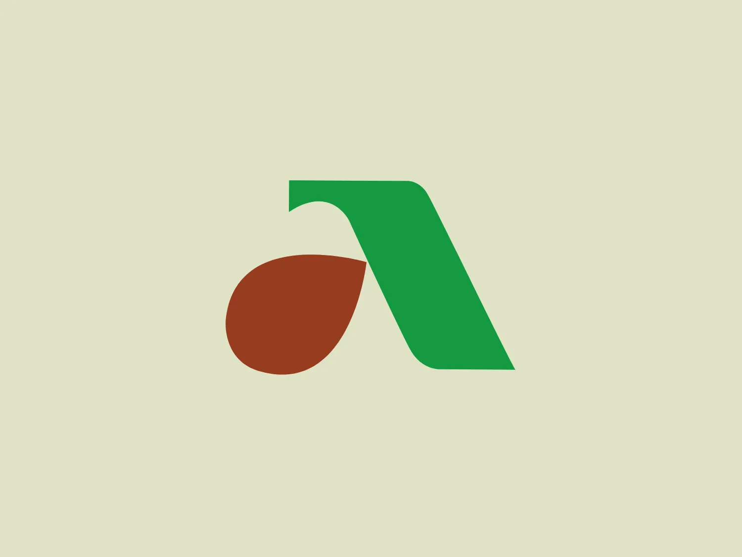 The business logo for Asgrow features two distinct shapes overlaid on one another with a sleek, modern design. The primary shape is a green right-angled triangle with a slightly curved hypotenuse, giving it a dynamic and forward-moving appearance. The secondary shape is a brown, flattened oval that intersects the triangle, peaking from its bottom right corner. The combination creates the impression of motion and interconnectivity. The colors are bold and earthy, suggesting a theme of growth, nature, or sustainability merged with innovation.