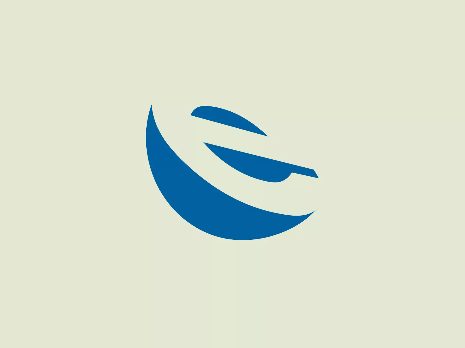 The logo for Electricidade Madeira showcases a modern and abstract design with a stylized depiction resembling swift motion or a dynamic element in a strong, saturated blue. The design features two primary shapes suggesting movement and fluidity: an upper form reminiscent of a wing or a wave and a lower solid crescent shape cradling the former. With clean lines and a sense of speed or progress, the overall aesthetic is sleek, balanced, and exudes forward momentum.