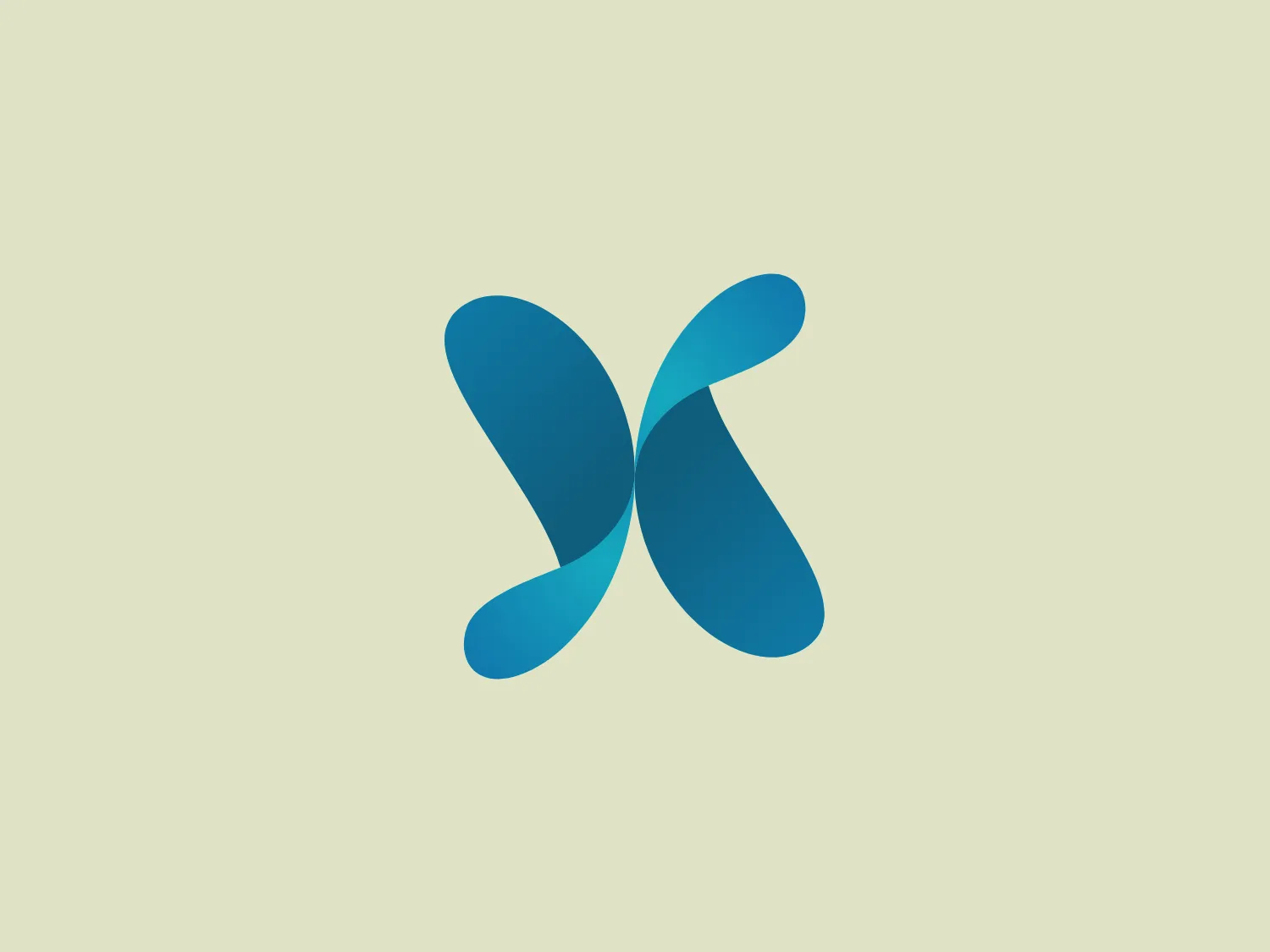 The Crisalix logo features an abstract, flowing design that resembles a stylized letter 'X' or an organic infinity symbol. Consisting of two intertwined shapes, it has a smooth, dynamic look that conveys movement and flexibility. The design uses gradients of teal blue that transition from a darker shade on the left limbs to a lighter one on the right, adding depth and a sense of dimensionality to the flat image.