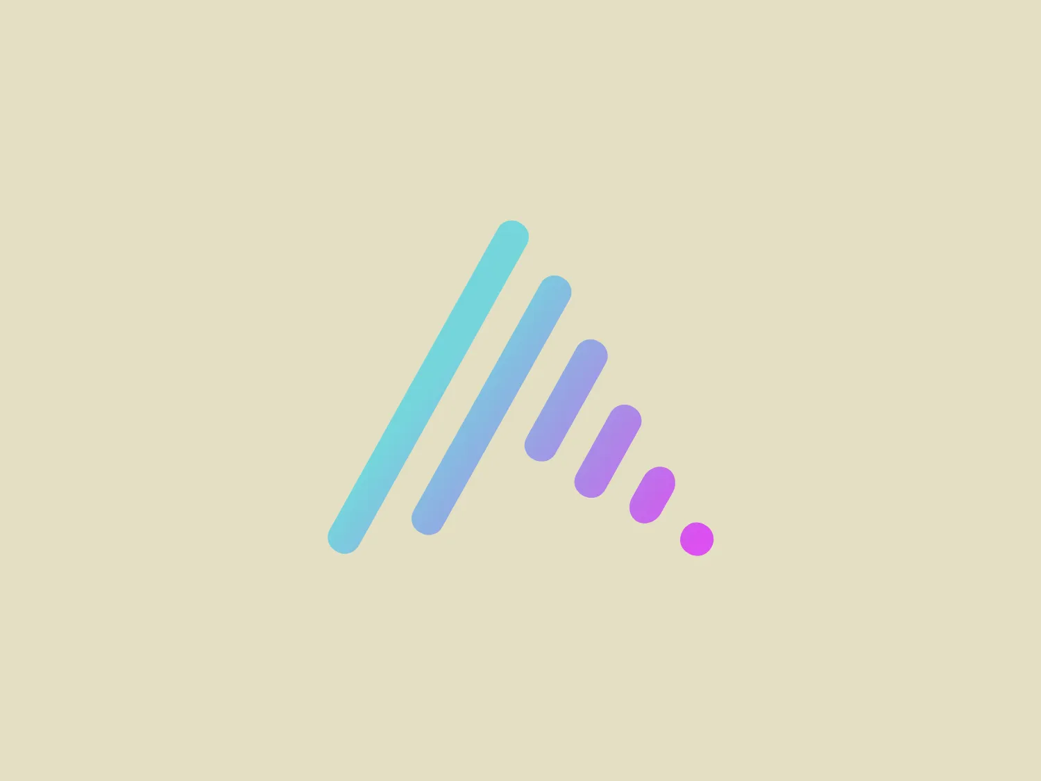 The Anji logo features a stylized graphical element with five lines diminishing in size from left to right, evoking a sense of movement and progression. The longest line is on the far left, while the color palette smoothly transitions from light turquoise to soft lavender and pastel pink. The design adopts a modern, minimalistic, and playful aesthetic, with the gradient colors providing a fresh and contemporary feel. The thin and rounded styling of the lines conveys a friendly and approachable brand identity.