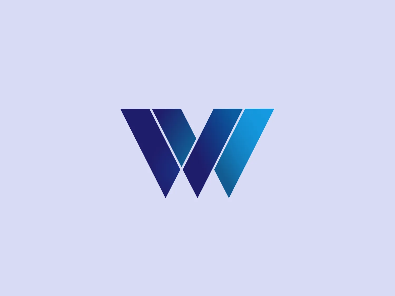 The logo for Wilshire Bank is a modern, geometric design featuring a stylized letter "W" composed of two mirrored chevron shapes. The left side of the "W" is a gradient of deep blue to indigo, while the right side transitions from a lighter sky blue to a similar indigo shade, creating a harmonious blend of cool colors that suggest reliability and professionalism. The overall aesthetic is sleek and minimalist, with sharp angles and a palpable sense of forward momentum or progress.