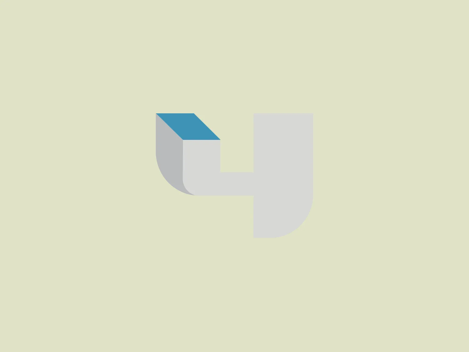 The MBC 4 logo is a stylized lettermark consisting of merged lowercase letters 'j' and 'u' in a modern, minimalistic aesthetic. The main body is a light grey color with a clean, sans-serif typeface, while the upper section of the 'j' features bright blue for visual contrast. The design showcases attention to negative space and geometric alignment for a professional and sleek appearance.