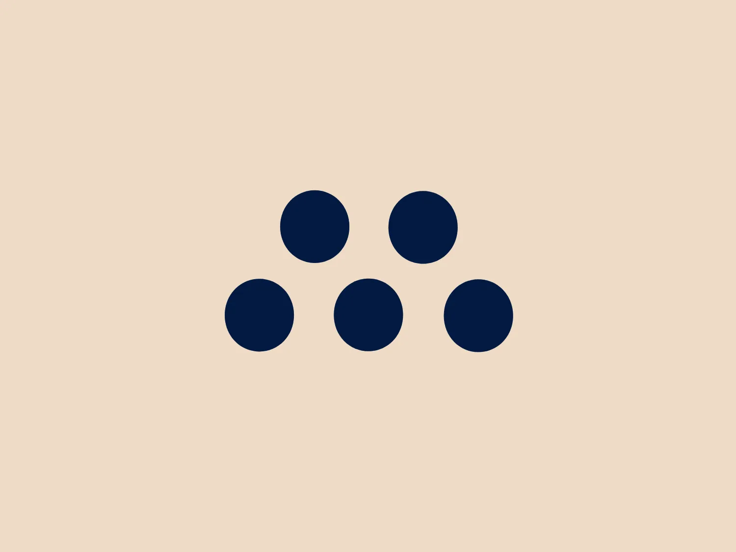 The MassMutual logo features five circles arranged in a pattern that mimics the formation of the five side dice face or the "quincunx" pattern. The central circle is surrounded by four other circles at equidistant points. All the circles are the same size and filled with a deep navy blue color. The design has a minimalist and modern aesthetic with clean lines and a lack of additional embellishment. The lack of textual elements suggests it's intended for easy recognition and could be associated with a variety of potential companies or brands, especially ones looking to convey simplicity, unity, or precision.