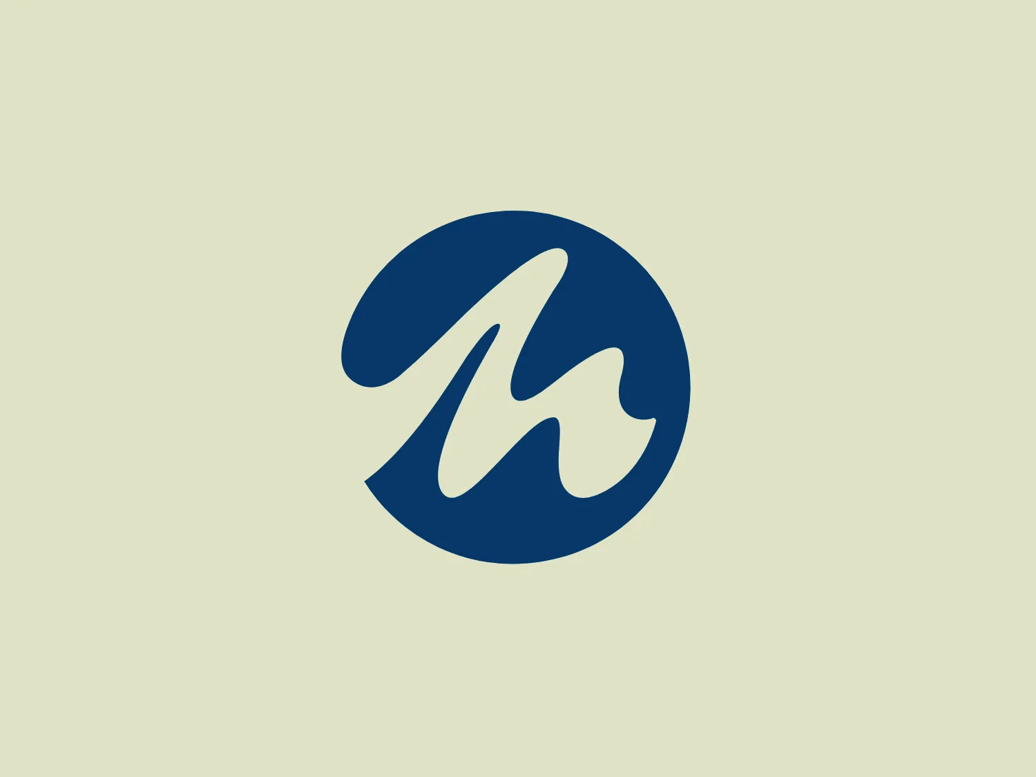 The design for Making Waves Swim School's logo is a sleek and minimalistic representation, featuring a distinctive letterform merging fluid, curving lines within a circular shape. The logo employs a monochromatic dark blue color, symbolizing professionalism and stability. The fluidity within the white space hints at motion or natural, organic shapes. Enclosed within a circular boundary, the dynamic letter creates a sense of unity and completeness. The design achieves a balance between modernity and timelessness, suitable for diverse branding contexts, and would harmonize well with a subtle, light background.