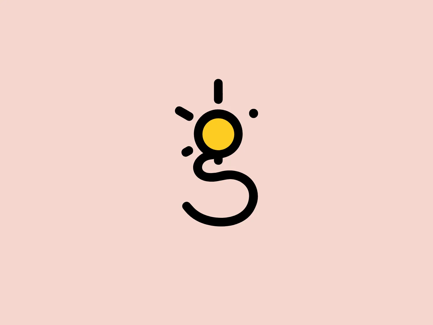 The Gillamp logo is a minimalist and modern design, featuring a stylized letter 'S' in black, with a solid yellow circle at the upper end. The circle depicts what seems to be a light bulb or the sun with rays emanating from it. The 'S' has a flowing, continuous line, giving the impression of movement or innovation. The simple use of black for the letter contrasts effectively with the bright yellow, making the icon eye-catching. The icon's simplicity lends itself well to versatile use, especially in technology or creative industries where ideas and energy are central themes. The clear space and clean lines suggest a forward-thinking brand.