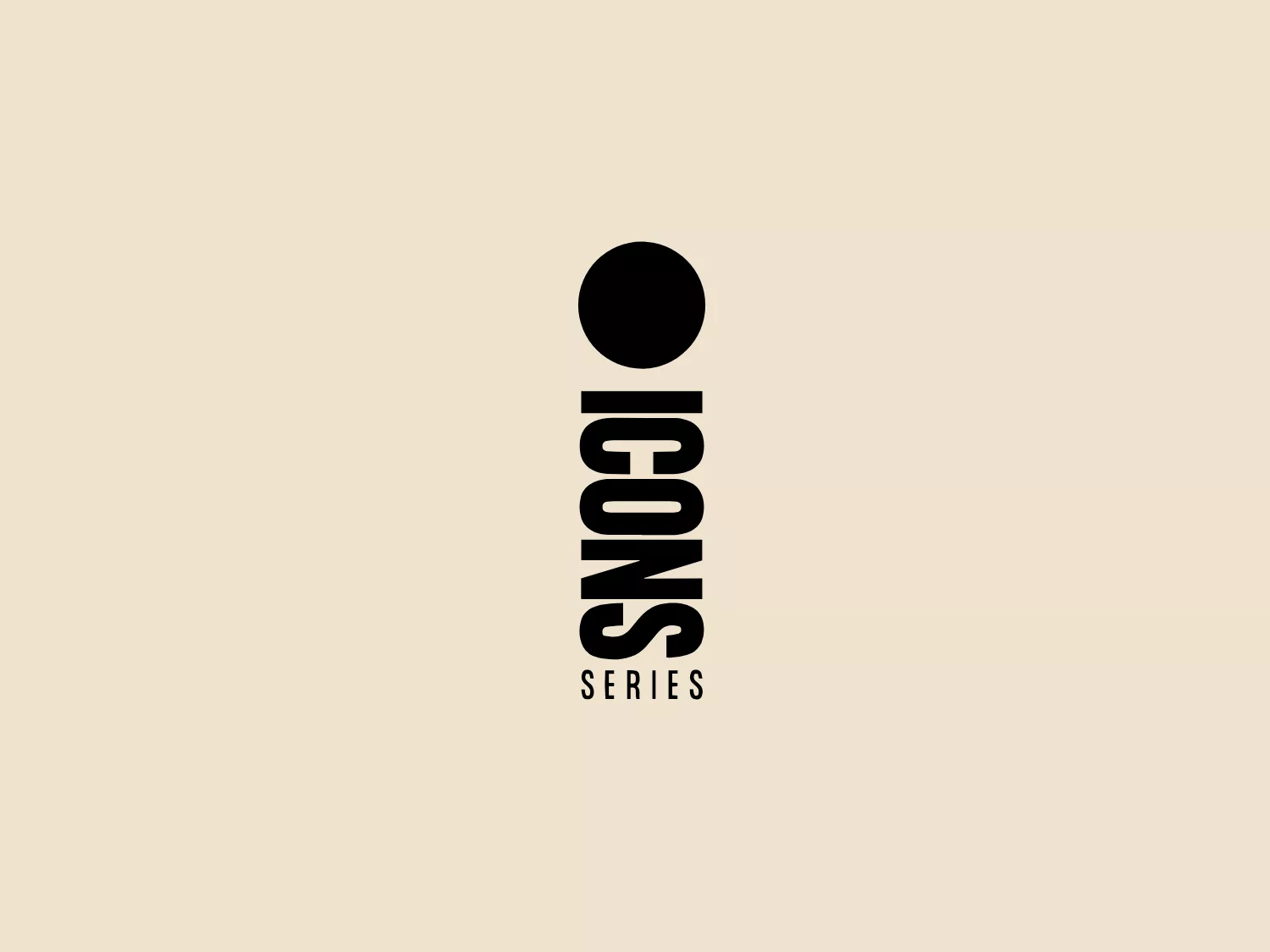 The logo for Icons Series features a bold, black, sans-serif typography that reads "ICONS SERIES." The typography is complemented by a solid black circle above the text, aligned with the "I" of "ICONS," suggesting an iconic representation or motif. The use of black on a white background emphasizes clarity and simplicity while offering a modern, clean, and easily scalable design aesthetic, making it effective for branding across different media.
