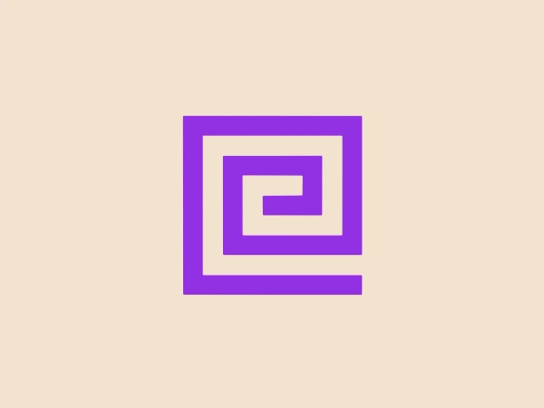 The Enigma Marketing logo features a modern, geometric design with four evenly spaced concentric squares that create a tunneling effect towards the center. The right-angle corners of the squares suggest order and stability. The logo is a bright, vivid purple, adding vibrancy and energy. This shade of purple stands out sharply and would be well-complemented by a subtle background. The overall design is minimalist and bold, emphasizing simple shapes for a contemporary feel.