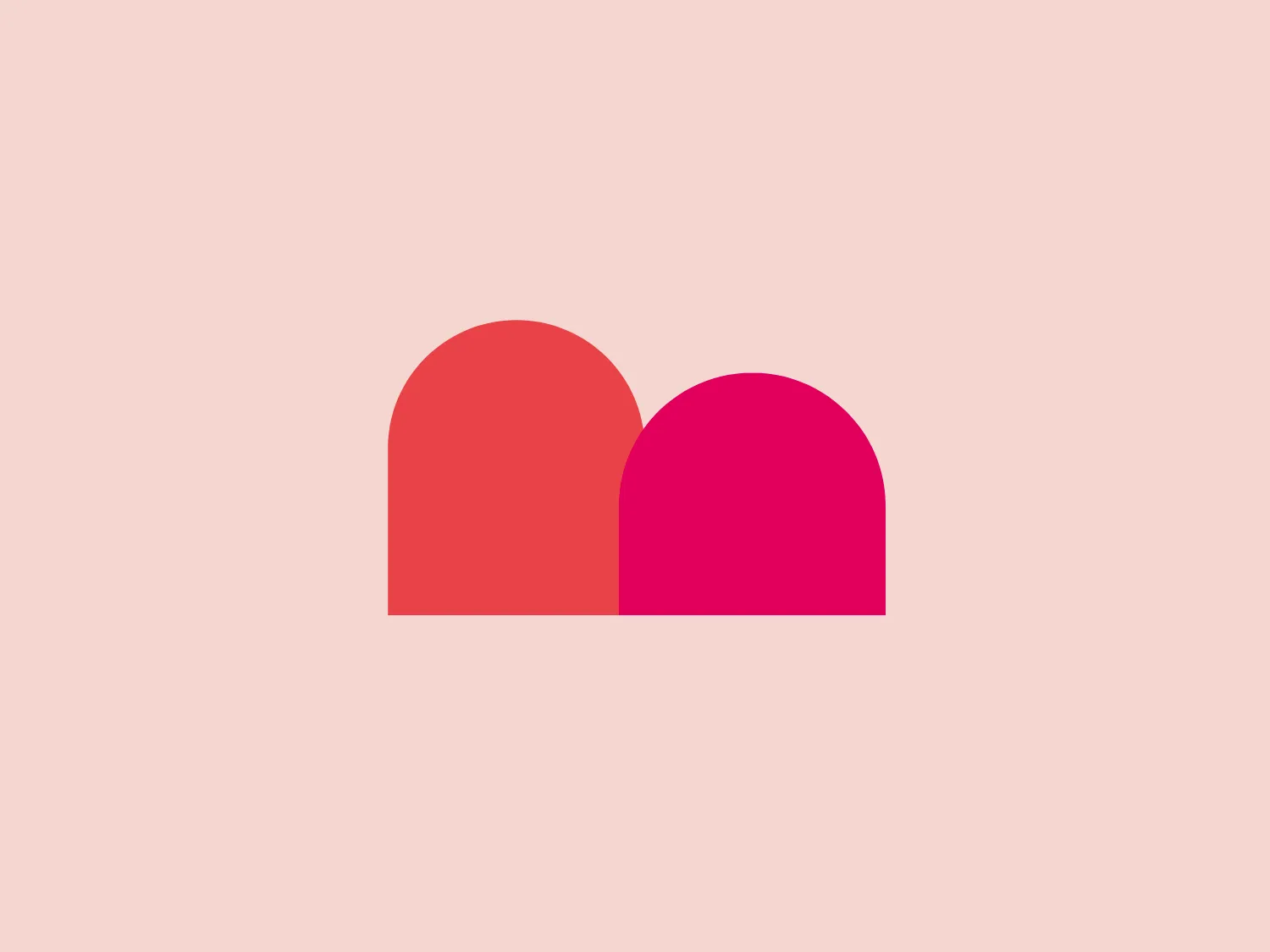 The Mycall logo features two overlapping geometric shapes resembling rounded hills or semi-circles. The one on the left is colored in a rich coral red, while the right shape is a bold magenta, creating a sense of vibrancy and energy. The portion where the shapes overlap appears in a blended hue due to the transparency effect, giving the design a modern, layered look. The silhouette's simplicity and the absence of text or additional elements contribute to a minimalist and contemporary aesthetic that could be versatile for various branding applications.