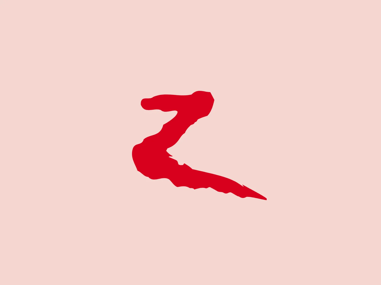 The Horze logo is a dynamic abstract shape resembling a stylized bird rising or in flight, with its wings angled upwards and to the right. The design is minimalistic, using a solid, vibrant red color (#FF0000) with no gradients or additional embellishments, leading to a modern and impactful visual. The contouring lines of the logo are smooth yet exhibit sharp points, particularly at the beak and tail ends, which adds to the energetic feel of the design. Against a complimentary background that does not compete with its vibrancy, a softer color would suit well. Hexcode: #F2E2D0