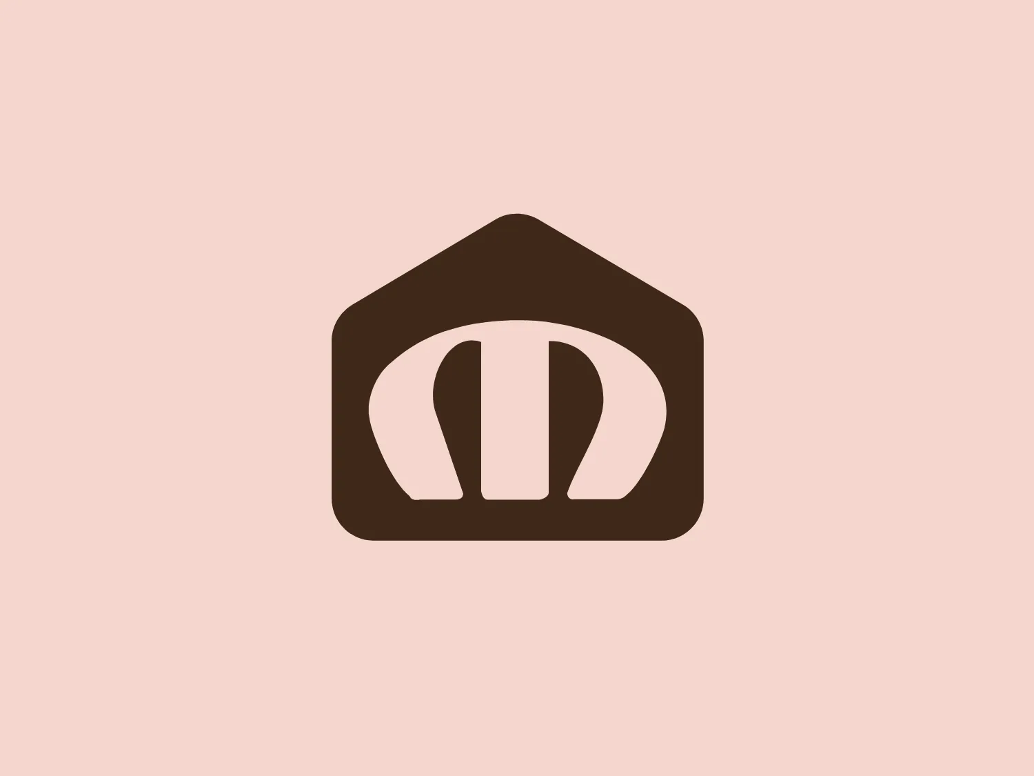 The Manterol logo presents a simplistic and modern design with a monochromatic scheme. It features a geometric shape that resembles a house or abstract envelope, with a pointed roof and a flat base, rendered in a dark brown color. Within this shape, there is a stylized white emblem that could be interpreted as a letter or an abstract figure, such as a bridge or gateway, contributing to the logo's distinctiveness. The overall aesthetic is clean and professional, with the use of negative space enhancing the design's minimalism and making it versatile for various applications.
