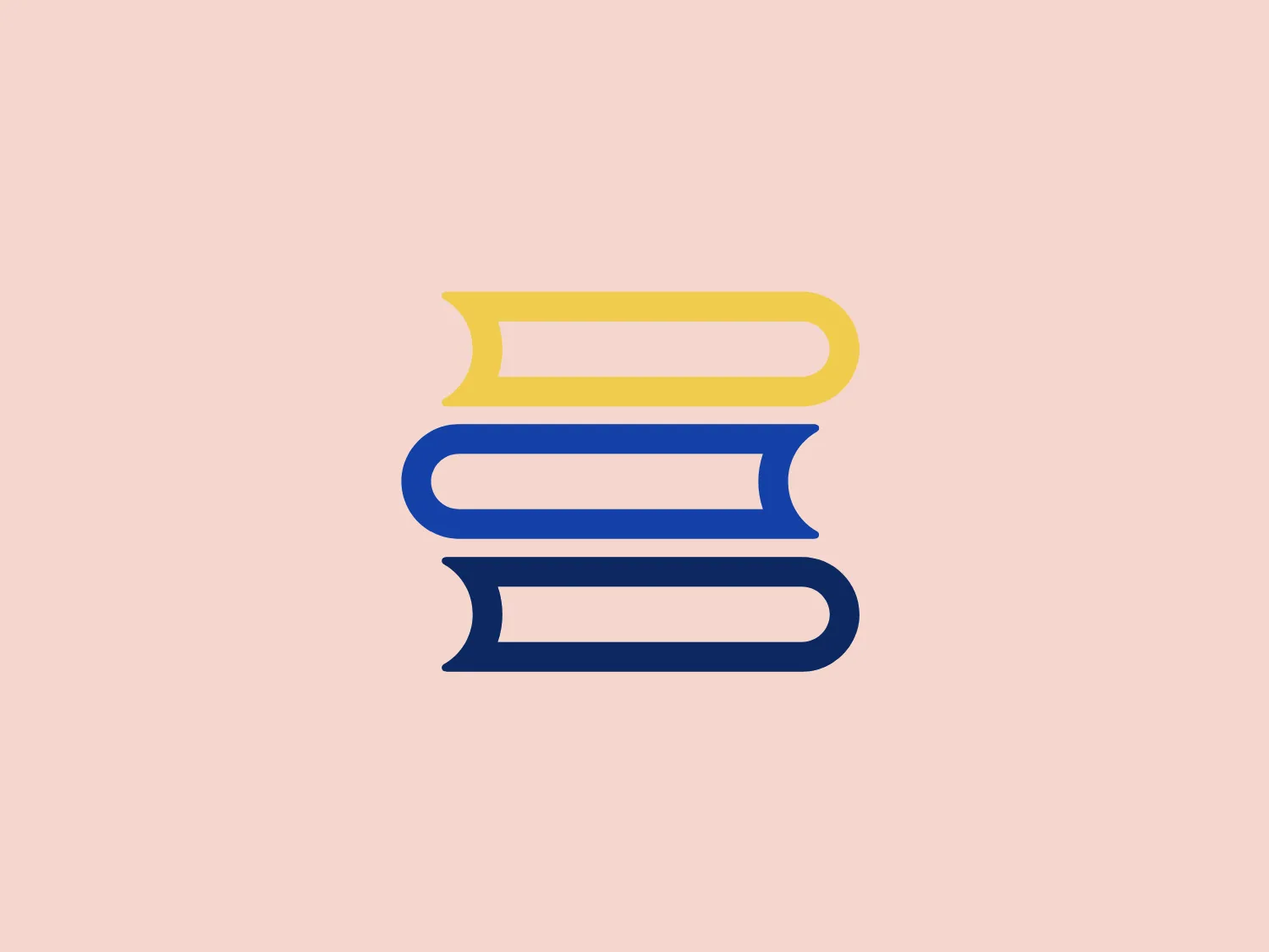 The image depicts a stylized logo featuring a stack of three books. The top book is oriented so that the spine is facing upwards, and it's rendered in a vibrant yellow color. The middle and bottom books are oriented with their spines facing to the left, colored in two shades of blue, creating a contrast with the top book. The overall design aesthetic is modern and minimalistic, with clean lines and no additional embellishments or text. The simplicity of the design is its strength, conveying the concept of books, knowledge, and education in an easily recognizable manner. This logo represents Semantic Reader.