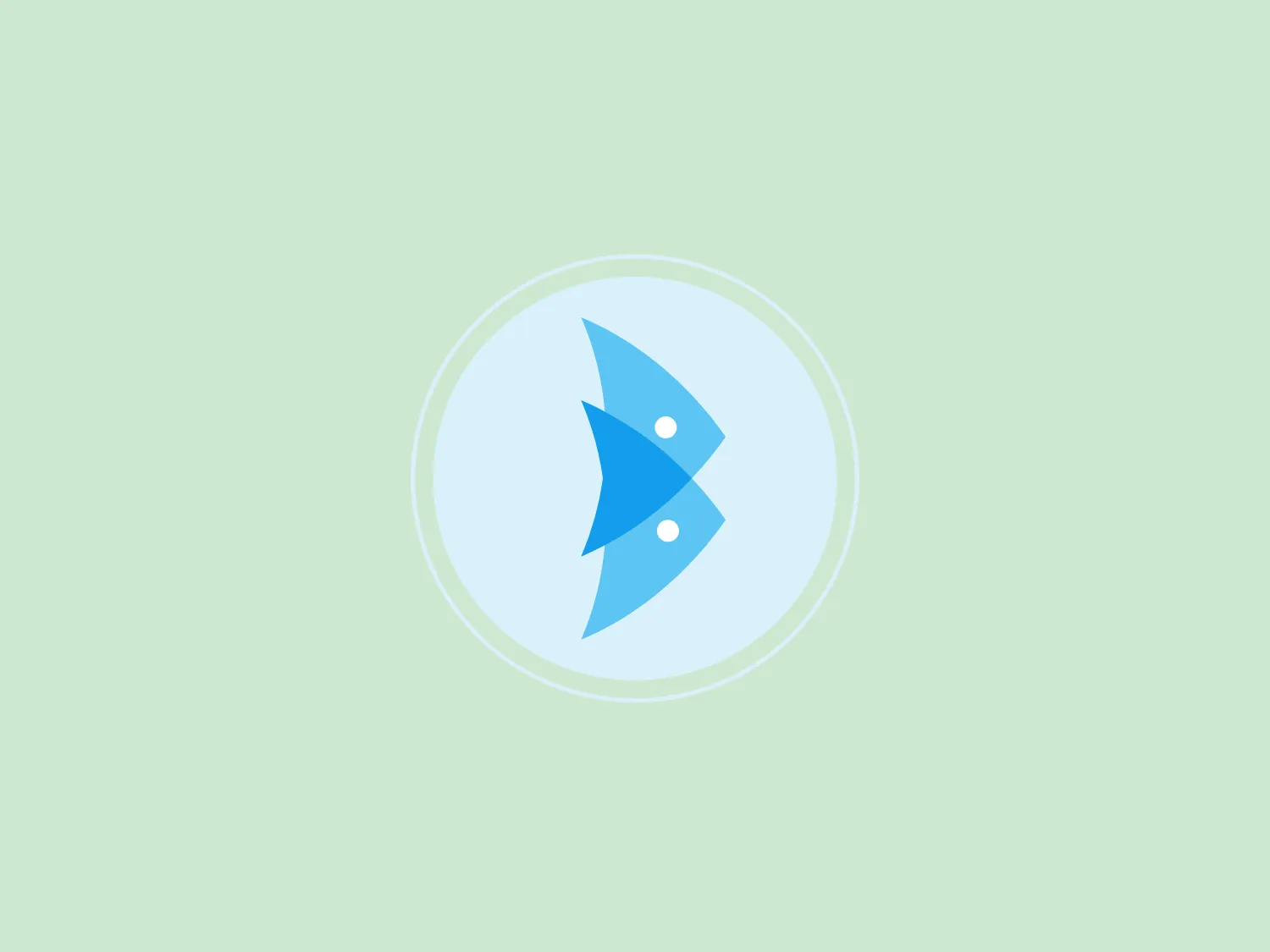 The BigFish logo showcases a simple yet modern design with a stylized aqua-blue fish inside a light blue circle. The fish is composed of geometric shapes with sharp angles, suggesting movement and dynamism. Two white dots represent the eyes, adding a subtle touch of personality to the design. The overall aesthetic is clean and minimalistic, with a friendly and approachable look that emphasizes fluidity and life.
