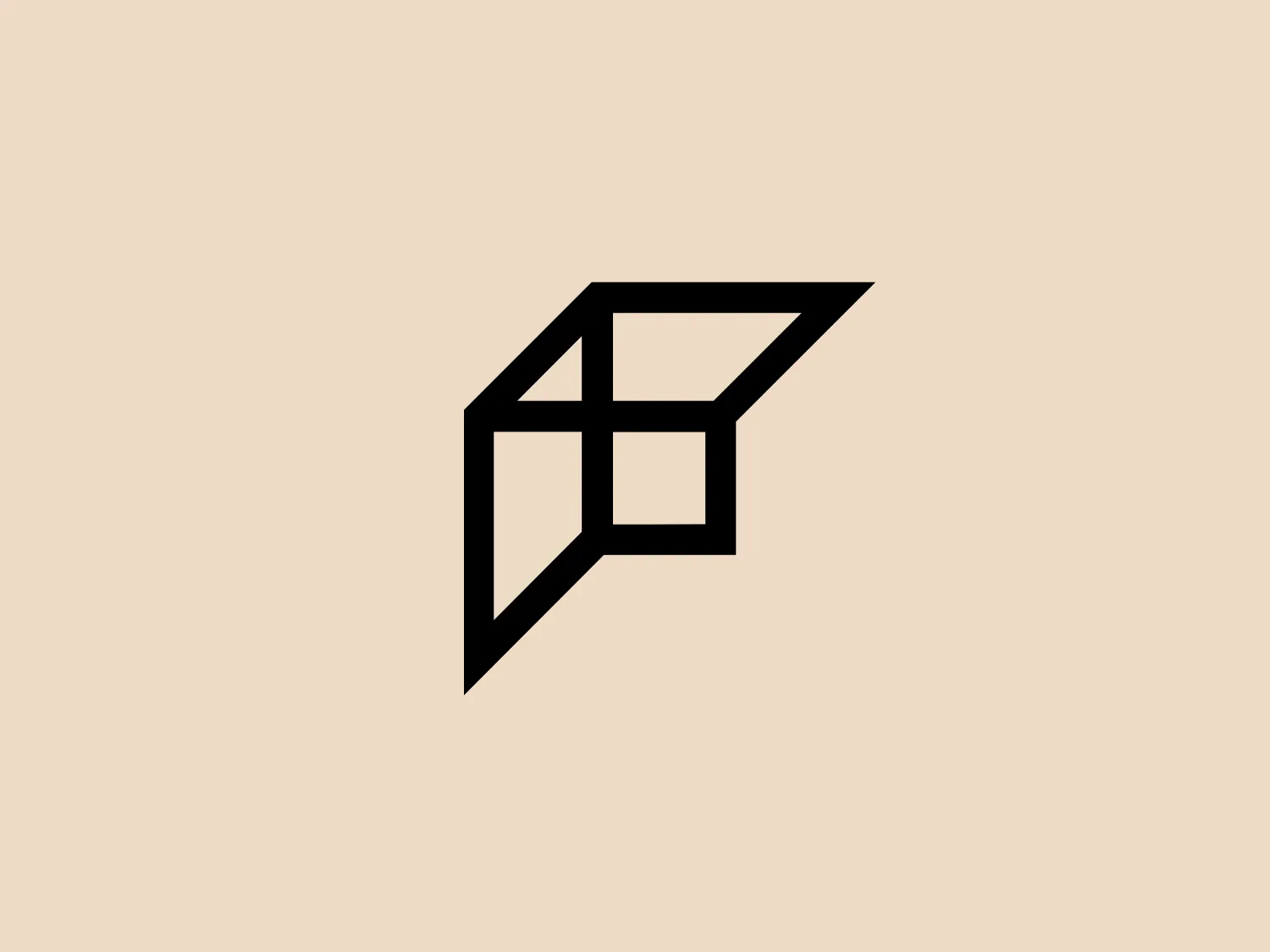 The Fundy Designer logo displays a monochrome, geometric design aesthetic with interconnected lines forming a stylized, abstract representation of a cube or three-dimensional box. Linear elements create a sense of perspective, with clean angles and crisp vertices for a sharp and professional appearance. Noteworthy use of negative space delineates the figure, boosting its minimalist and contemporary vibe.