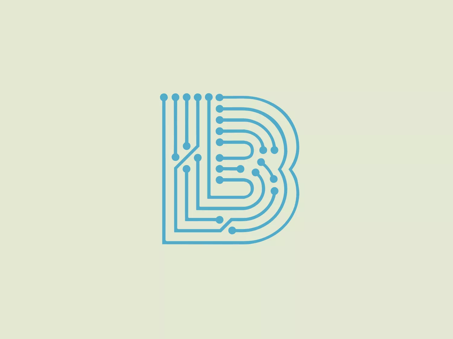 The Binarium logo features a stylized letter "B" with integrated circuit-like lines that suggest digital or technological themes. It uses a monochromatic color scheme, with shades of teal to create a sleek and modern vibe. The graphic lines create a visual flow from top to bottom, mimicking the pathways on a circuit board, with solid dots at the ends of lines representing connection points or nodes. The softened corners of the "B" provide a friendly yet professional aesthetic, complementing the sharpness of the circuit lines.