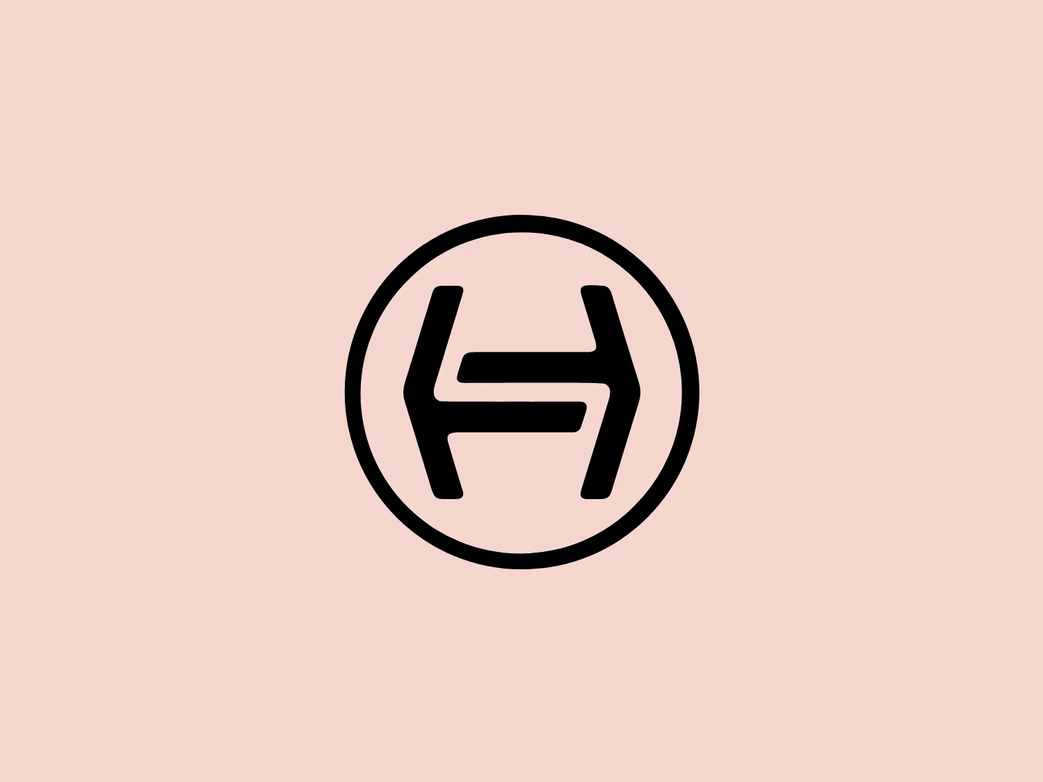 The Hiero logo features a black monogram enclosed in a circular boundary. The stylized letters form the initial "H" and are symmetrically arranged with two bold vertical pillars and a modern split crossbar. The consistent thickness of the circular outline enhances the cohesive and polished look of the design. Its single color and clean lines create a versatile and contemporary aesthetic suitable for various applications. For a complementary background, a soft and neutral color, such as a pale pastel shade, is recommended to maintain sophistication and allow the black logo to stand out.