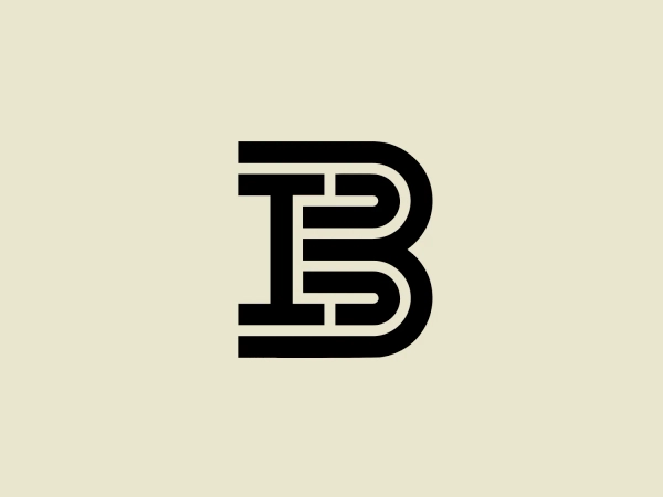 The Barwis logo presents a monogram consisting of two letters, "B" and a partial "E," designed with bold geometric lines for a strong, modern look. The dominant "B" shares its middle horizontal line with the "E," creating a minimalist aesthetic with clean, precise construction in solid black, suggesting a contemporary and professional brand identity. The compact symmetry and overlap of the letters indicate clever design integration.