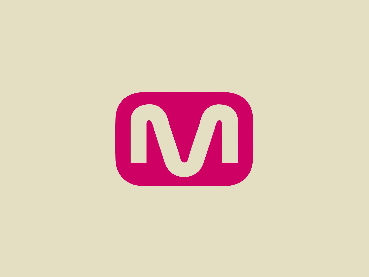 The logo depicted is a bold, stylized representation of the letter "M", centered within a rounded rectangle. The thick, curvaceous lines of the "M" give it a modern and dynamic appearance. Crafted in a deep, vibrant magenta, it stands out vividly against a plain, neutral background. The rounded corners of the rectangle harmonize with the soft contours of the "M," contributing to the logo's friendly and approachable aesthetic. The simplicity of the design allows for versatile application across various media.