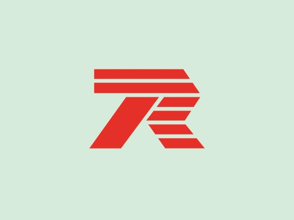 The logo for Renova Group is a modern and sleek stylized letter 'R' made up of geometric shapes with bold straight lines, suggesting movement and speed. The design features vibrant red bars that taper and shift in perspective, creating a three-dimensional effect. The horizontal bars at the top of the 'R' decrease in size as they move towards the right, while the bottom part extends outwards, adding dynamism to the design. The overall aesthetic suggests energy, progress, and velocity, making it impactful and easily recognizable.