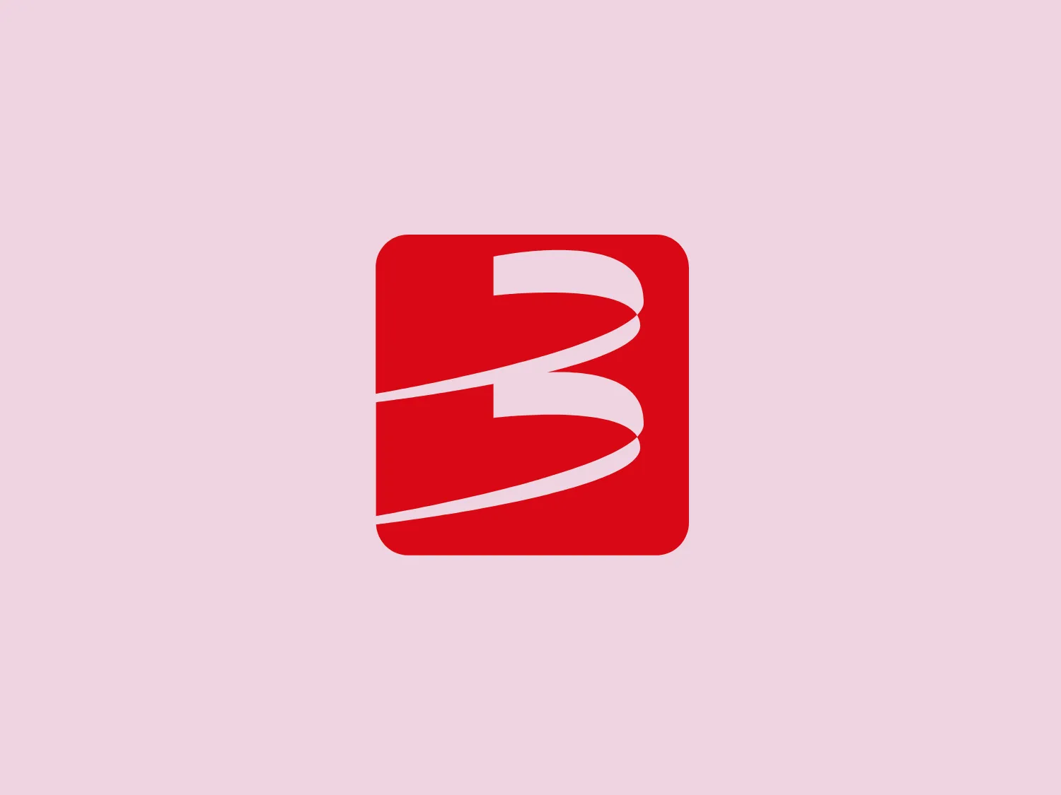 The Bancamérica logo showcases a stylized numeral '3' centered within a solid red square. The '3' is characterized by dynamic, flowing lines that exude movement and energy. The sleek, modern look is accentuated by the lines tapering to points, imparting a sharp, forward-thinking edge. The vibrant red color makes a bold, confident statement and enhances the logo's visual impact. The design is devoid of extra adornments or text, placing the number as the central focus of the logo.
