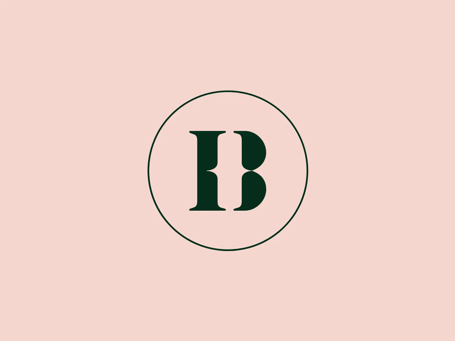 The logo for By The Way showcases an elegant and stylized letter "B" centered within a perfect circle. Both elements are depicted in a deep forest green color, imparting a classic and professional look. The serif font of the letter "B" includes subtle flair at the terminals and a unique cut in the upper loop, infusing the design with personality and a modern twist. Its clean lines and simplicity convey a brand that prioritizes sophistication and timelessness.