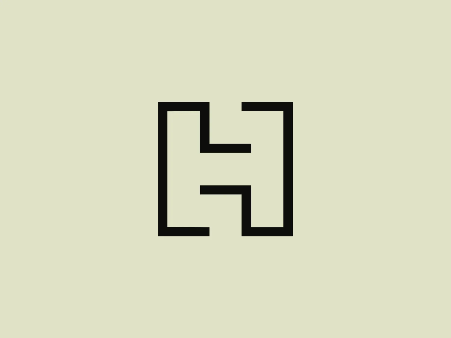 The image depicts a bold, minimalist logo consisting of a stylized letter "H" made from thick black lines. The letter features right angles and straight lines, creating a geometric and symmetrical design. The aesthetic is modern and strong, with a sense of stability and balance conveyed by the equal weight of the lines and consistent negative space within the letter's form. The simplicity of the Hachette Livre logo ensures versatility and easy recognition.