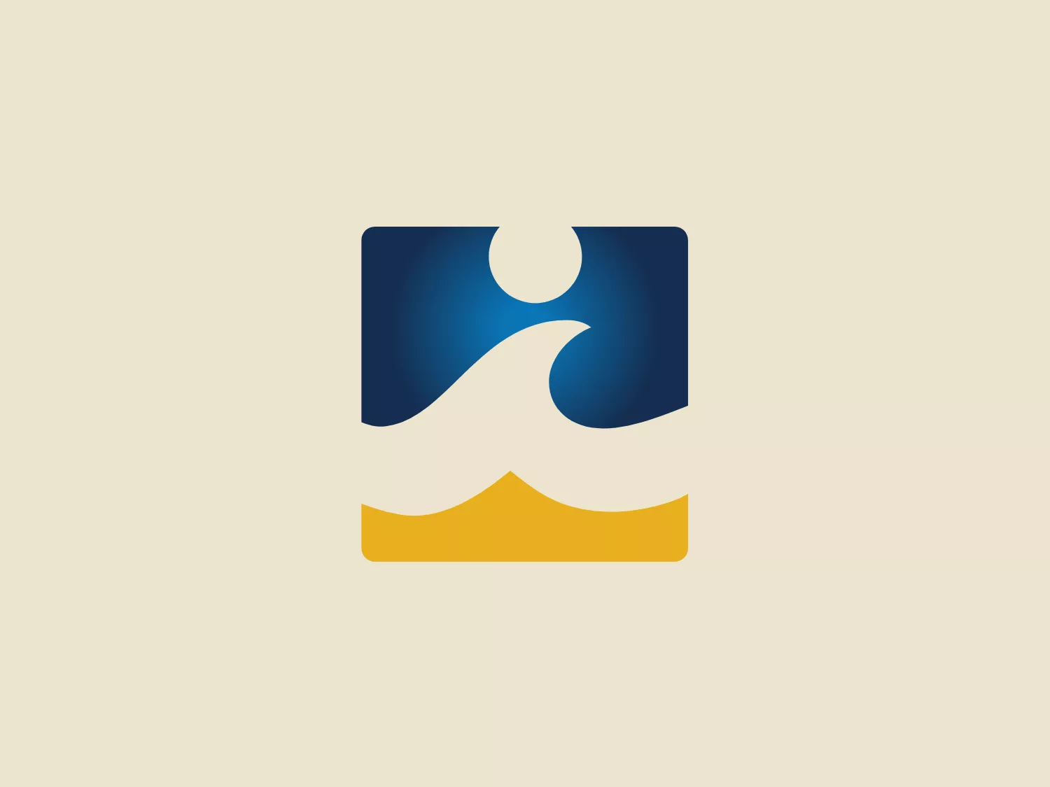 The Intracoastal Realty logo features a stylized, abstract design that resembles a person with outstretched arms integrated into a square-like shape. The top half is a vivid, deep blue, while the bottom is a warm gold, creating a contrast that denotes energy and reliability. A smooth, white wave runs through the center, injecting a sense of fluidity and movement into the design, which brings the two halves together and signifies connection. The person-like form appears elevated above the gold base, suggesting upliftment and progress.