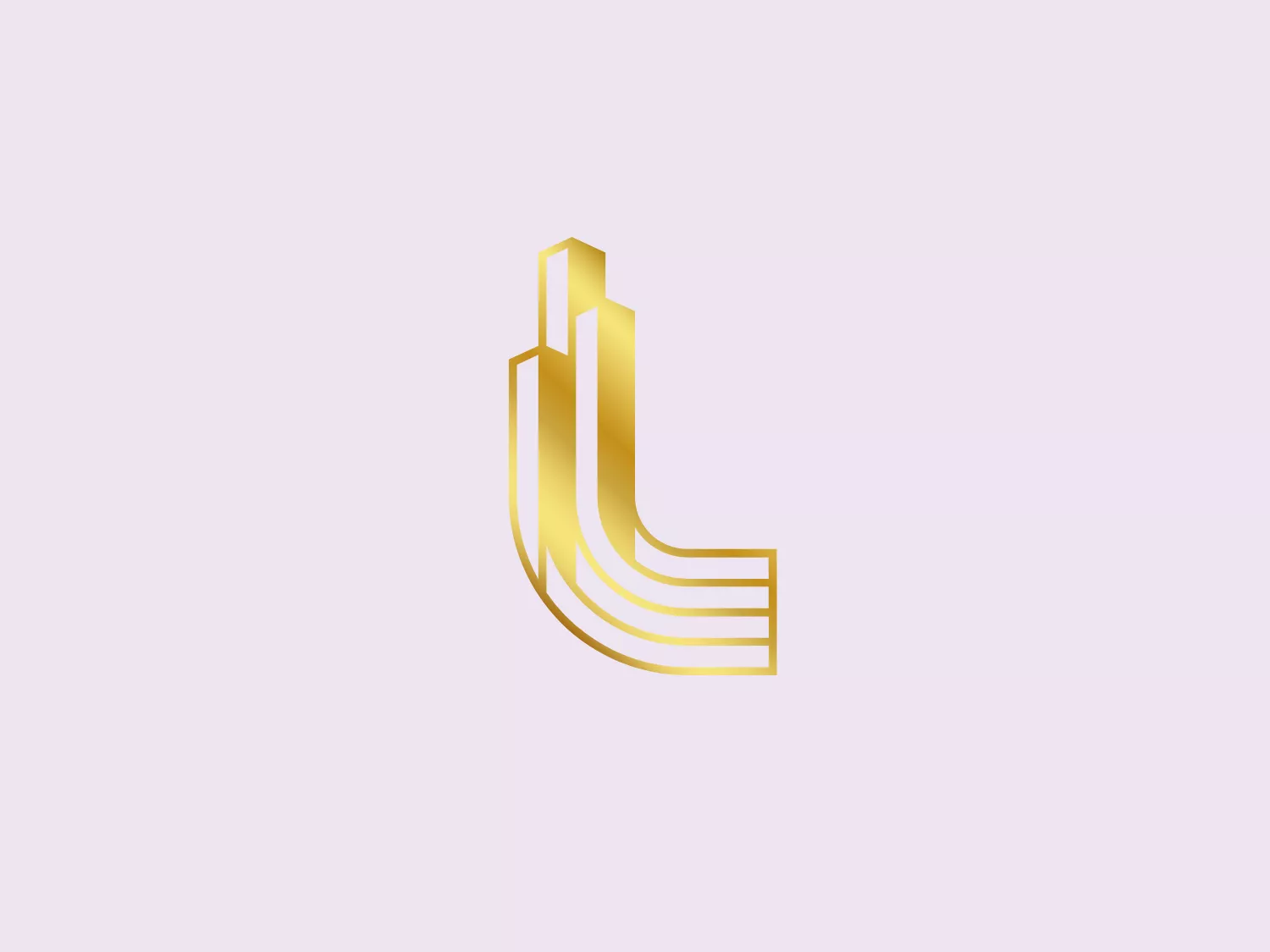 The logo for Landmark Private Finance features an abstract design composed of overlapping, vertical shapes that create a stylized letter 'U' or a set of ascending bars. It sports a gradient of gold colors ranging from a deeper amber to a light, almost metallic gold, creating a sense of dimension and luxury. The overall design aesthetic is modern and sleek, with a minimalistic approach that conveys a sense of upward movement or growth. The use of negative space between the bars adds depth and complexity to the design.