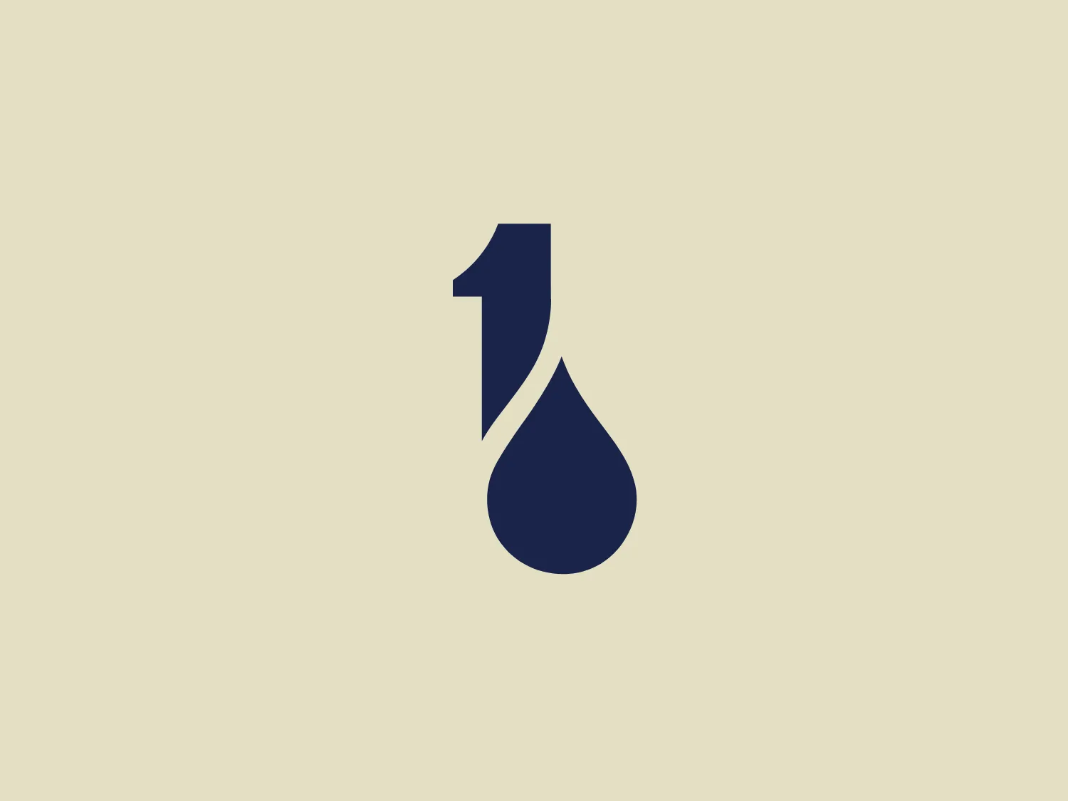 The One Drop Foundation logo features a stylish dark blue drop shape with a seamlessly integrated numeral "1." The design exudes modernity with its clean lines and minimalist approach. The juxtaposition of the round drop and sharp number creates a visually striking effect while conveying themes of primacy, purity, and fluidity - making it an ideal fit for water, hydration, or ranking excellence industries.