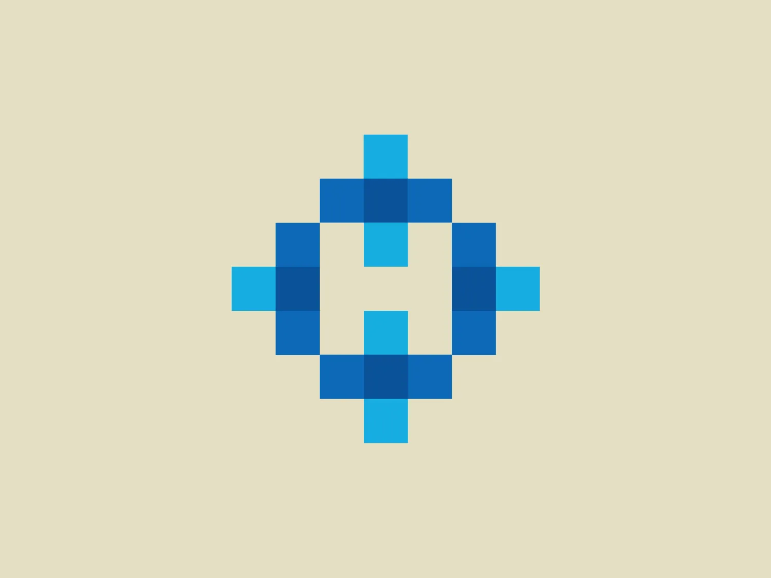 The business logo for Hutchinson features a square made up of smaller pixels, expanding outwards in a symmetrical cross pattern. The design uses various shades of blue, giving it a modern and technological feel. The simplistic yet memorable design is versatile and easily recognizable across different applications.