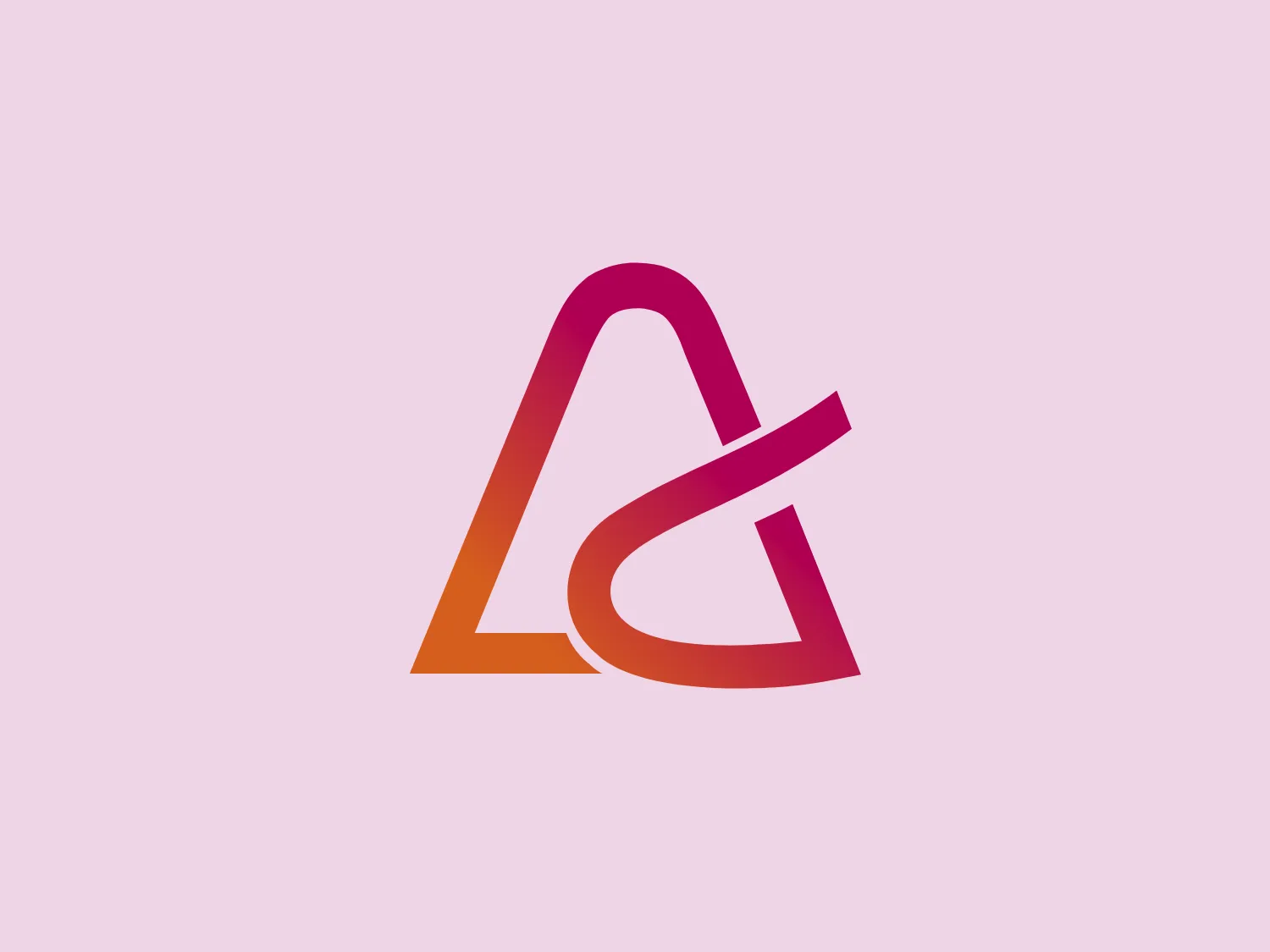 The logo presented is a stylized and modern design consisting of a triangular shape made with a continuous line that intertwines, creating a loop inside the triangle. The loop suggests a dynamic motion, which adds to Algebra's sense of innovation and fluidity. The color gradient transitions smoothly from a rich, warm orange at the left bottom corner to a deep, vibrant pink at the top, then down to a softer purple at the right bottom, creating an impression of depth and dimension. This gradient gives Algebra's logo a lively and energetic feel, appealing to a contemporary audience.