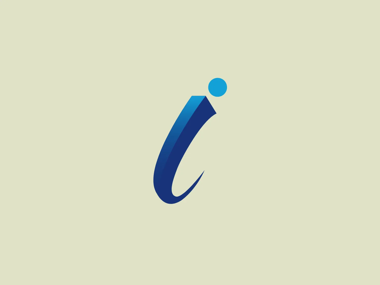 The Inka Patent logo features a stylized lowercase "i" with a modern and sleek design aesthetic. The main body of the "i" is composed of a dark blue gradient that transitions from a lighter shade on the left side to a darker shade on the right side, giving it a sense of depth and three-dimensionality. The dot of the "i" is a detached circle placed at the top, employing a similar gradient that matches the stem, creating visual harmony. The curves of the "i" are smooth and fluid, giving the logo an elegant and contemporary feel. The overall simplicity of the design allows for versatility in various applications.
