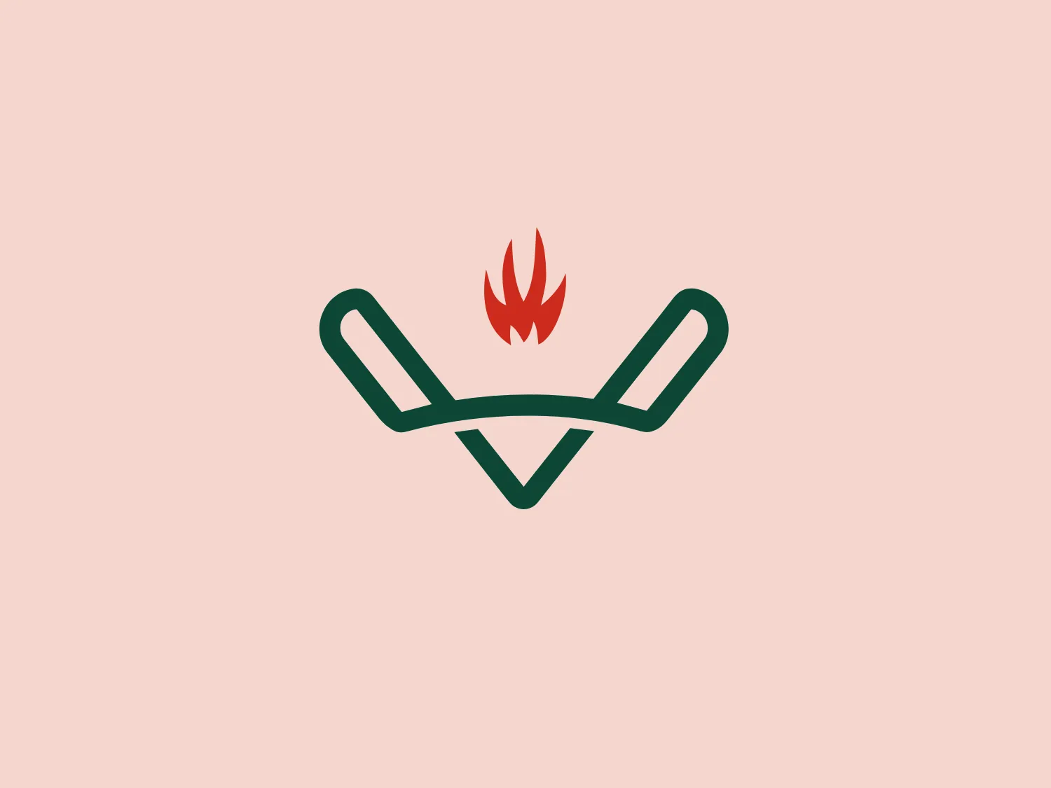 The logo for Verde Farms showcases a modern, clean design featuring a sleek, stylized pair of tongs in a deep, forest green color, creating a V-like shape. A small, minimalist flame with a gradient of orange to red adds a contrasting pop of color above the tongs. The elegant and functional design suggests a likely association with cooking or forging, while the flat colors and smooth curves emphasize sophistication and utility.