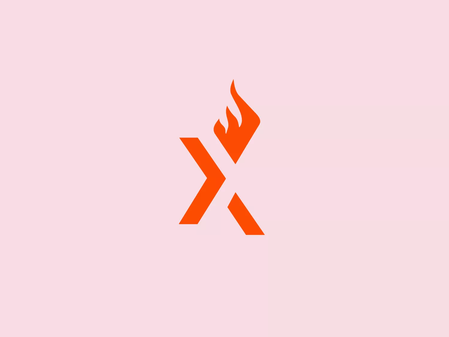 The logo presented is a stylized, abstract representation that resembles an uppercase letter "X" created with bold, geometric shapes. The primary component is two orange slashes that intersect in the middle, with one end of the upper slash morphing into a flame-like shape, suggesting energy, dynamism, and possibly a reference to fire or heat. The color is a vivid, saturated orange, which stands out for its vitality and boldness. The aesthetic is modern, clean, and designed to convey a sense of action or transformation for Axelerant.