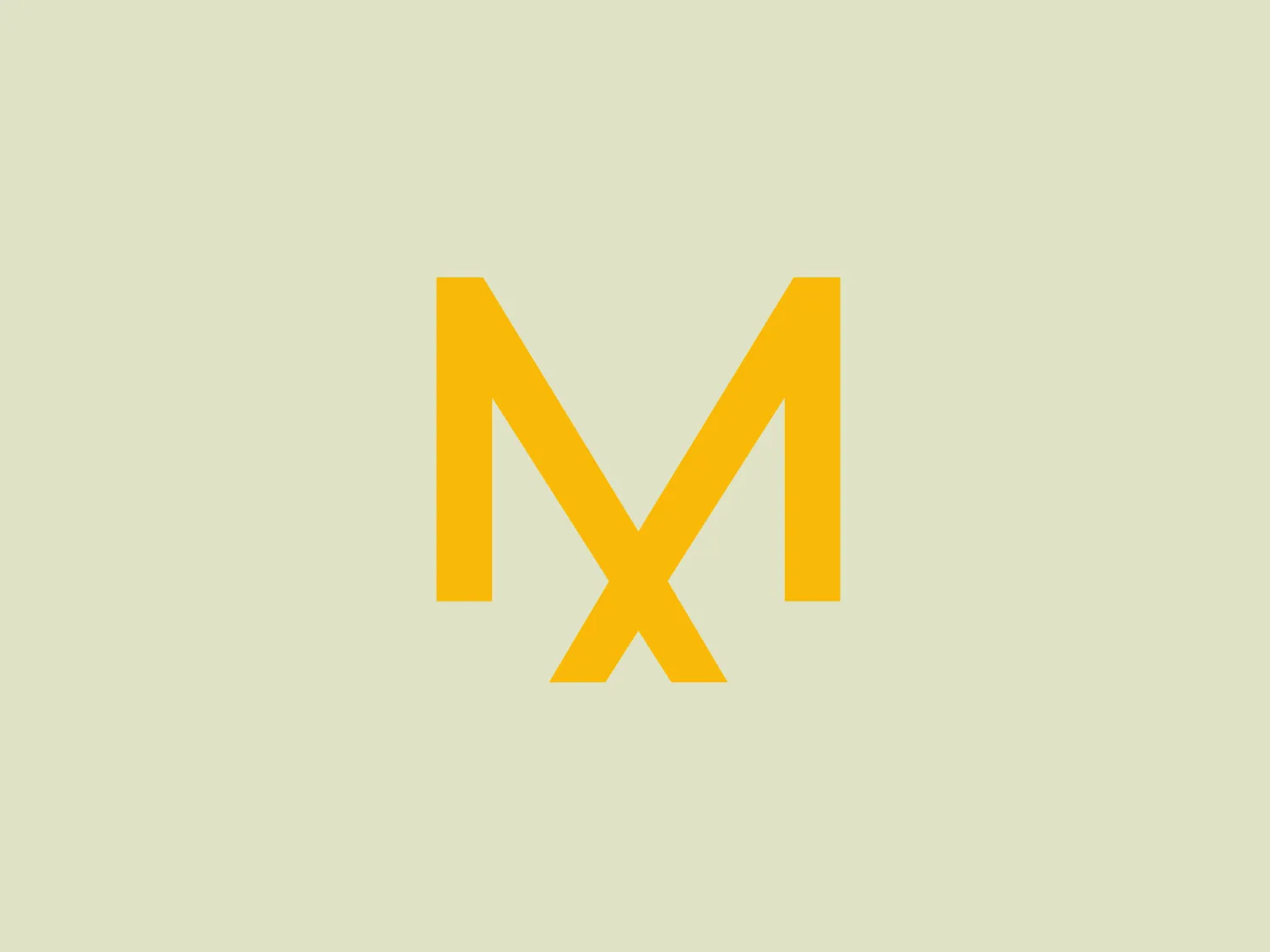 The logo for Marvelous Designer features a simplistic and bold design of two identical, thick, golden-yellow bars arranged diagonally to form an abstract letter 'M'. The negative space between them accentuates the shape of the 'M', while the lack of embellishments gives the logo a modern and minimalistic feel. The bright and attention-grabbing color suggests energy and innovation.