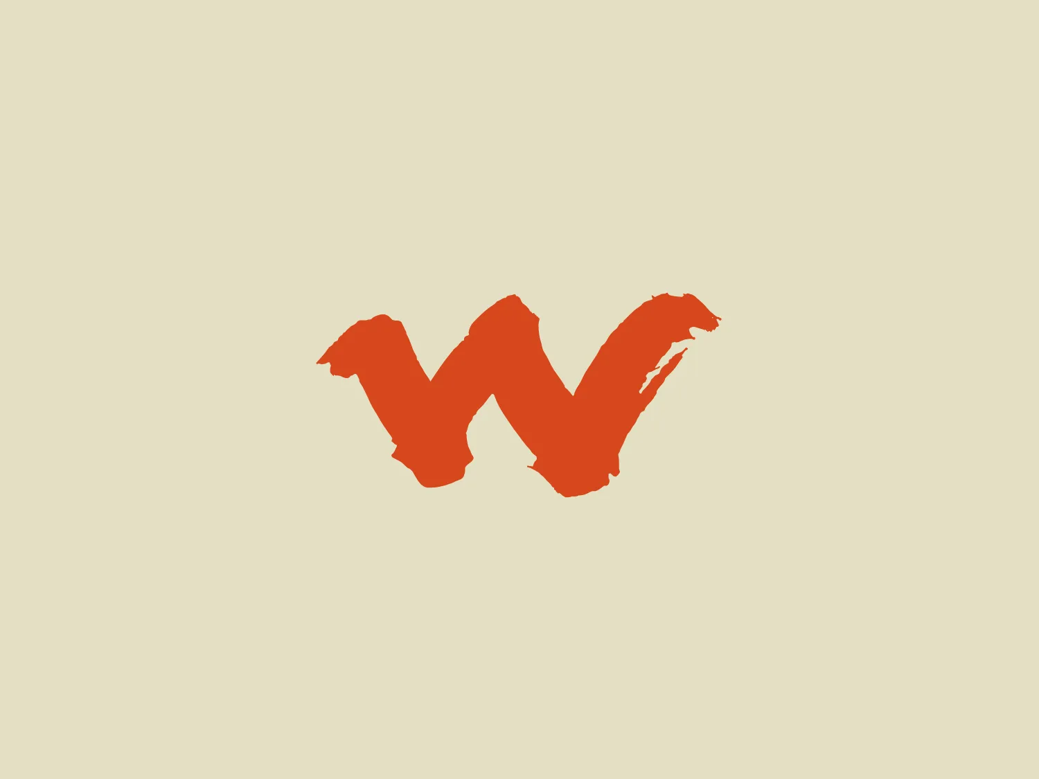 The Wildcraft logo features a stylized letter "W" painted in a bold, brushstroke-like manner. Rendered in a vibrant shade of orange with a textured appearance mimicking thick paintbrush strokes, it exudes an artistic and dynamic feel. The rough, uneven edges of the "W" convey spontaneity and movement, combining modern design simplicity with hand-painted art expressiveness. The logo embodies energy and creativity, making it suitable for a brand seeking to project innovation and originality.