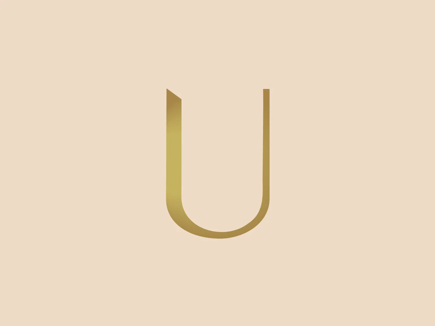 The Unfold Consulting logo is a minimalist depiction of the lowercase letter "u". It features smooth, rounded corners and a muted gold color, exuding luxury and sophistication. The clean and balanced design contributes to the overall modern and approachable brand personality.