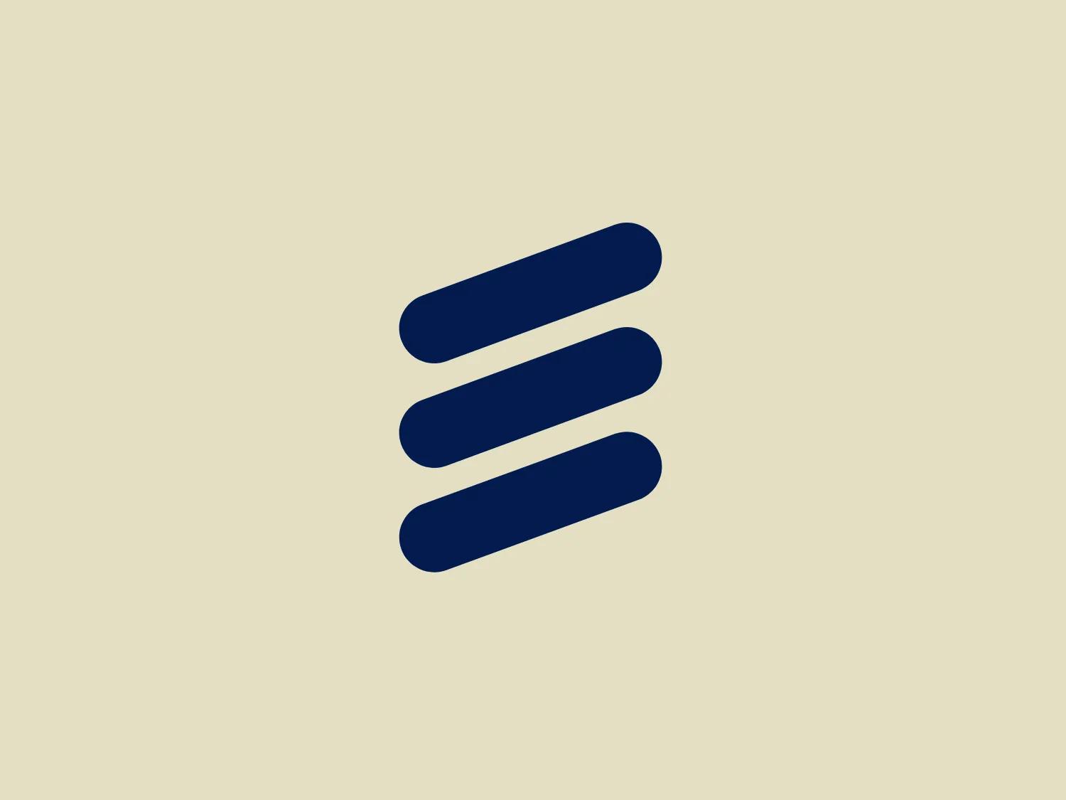 The Ericsson logo depicts a minimalistic design consisting of three solid, navy-blue horizontal bars decreasing in size from top to bottom. The overall aesthetic is modern and simple, with clean lines and a monochromatic color scheme that conveys a sense of professionalism and efficiency. The bars are slightly rounded, adding a soft touch to the geometric form, and there is ample negative space around the bars, which further emphasizes the logo's sleek and uncomplicated nature.