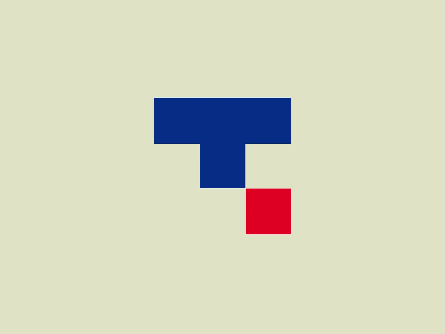 The Tokyo Gas logo features a large uppercase "T" in a bold, sans-serif font, with a smaller square block placed towards the bottom right of the "T". The "T" is colored in a deep shade of blue, while the square block is vivid red, creating a strong contrast between the two components. The design is minimalistic and modern, with a clear and uncomplicated structure that conveys strength and reliability. The use of primary colors imbues the logo with a sense of confidence and directness.
