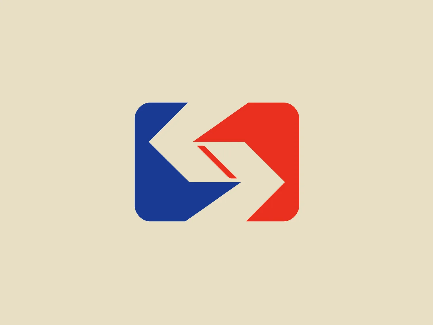 The Septa logo features an abstract design composed of two stylized arrows, one in blue and the other in red. The blue arrow points to the left and the red points to the right, but they connect to each other in the middle, creating an interlocked appearance. The design is bold, with sharp angles that give a dynamic sense of movement. The simplicity of the logo allows it to be versatile while carrying a contemporary aesthetic. Given the contrast in the Septa logo, a lighter background would complement it well.