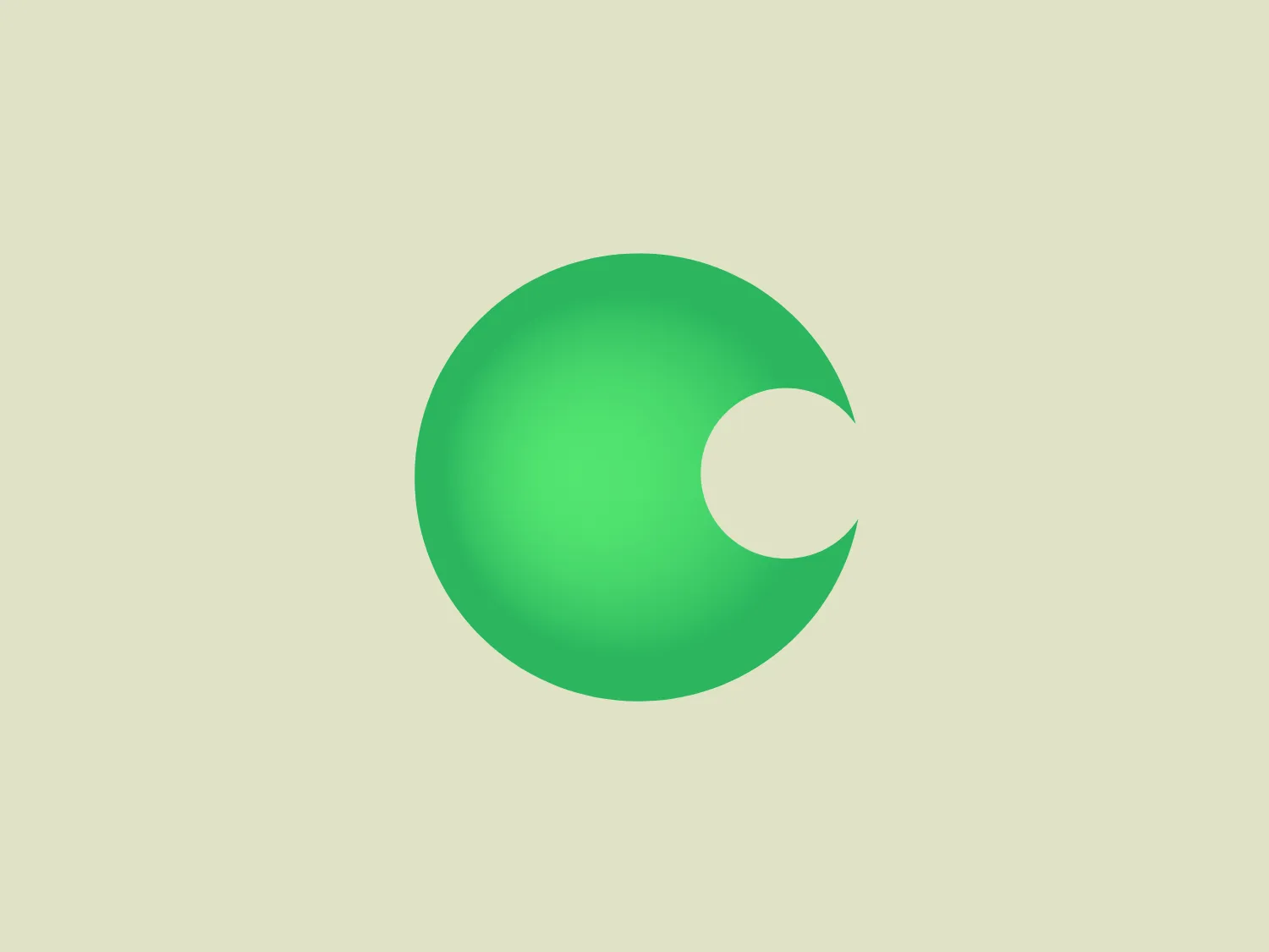 The Logo for Chronosphere is a modern circular design in vibrant green. The focal point is a stylized letter 'C' cut out from the circle, creating dynamic negative space. The 'C' is rounded and smooth, suggesting openness and accessibility. The green hue has gradients, giving it a three-dimensional appearance and depth. The overall aesthetic is clean, contemporary, and suitable for a brand conveys growth, vitality, and innovation.